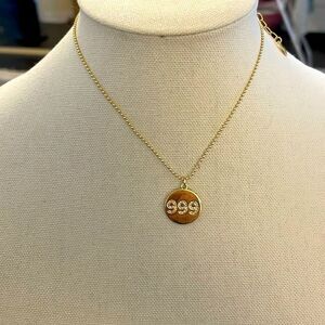 Frazier Sterling “999” Release Angel Number Necklace, Gold, 14.5-17.6” length
